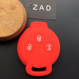 3 Knoppen Siliconen rubber auto sleutelhanger Case Cover shell set voor Benz Smart Fortwo Crossblade K Stad Cabrio key cover ca Rood