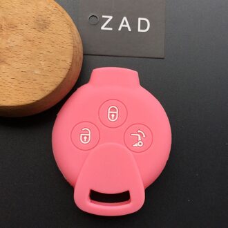3 Knoppen Siliconen rubber auto sleutelhanger Case Cover shell set voor Benz Smart Fortwo Crossblade K Stad Cabrio key cover ca Roze