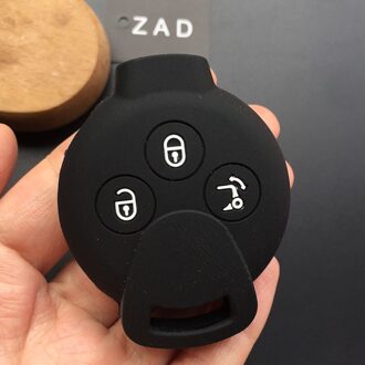 3 Knoppen Siliconen rubber auto sleutelhanger Case Cover shell set voor Benz Smart Fortwo Crossblade K Stad Cabrio key cover ca zwart