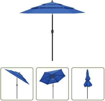 3-laagse Parasol - Azuurblauw - 250 x 229 cm (ø x H) - UV-beschermend polyester