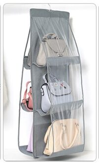 3 Lagen 6 Pocket Opvouwbaar Opknoping Tas Opvouwbare Plank Bag Purse Handtas Organizer Deur Diverse Pocket Hanger Opslag Closet Hanger grijs