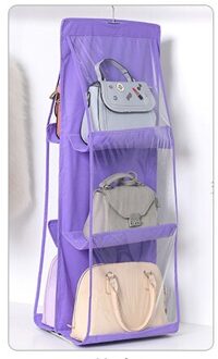 3 Lagen 6 Pocket Opvouwbaar Opknoping Tas Opvouwbare Plank Bag Purse Handtas Organizer Deur Diverse Pocket Hanger Opslag Closet Hanger paars