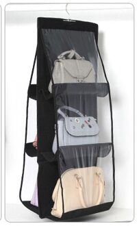 3 Lagen 6 Pocket Opvouwbaar Opknoping Tas Opvouwbare Plank Bag Purse Handtas Organizer Deur Diverse Pocket Hanger Opslag Closet Hanger zwart