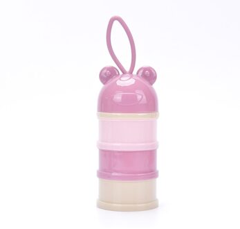 3 Lagen Beer Stijl Draagbare Babyvoeding Opbergdoos Essentiële Granen Cartoon Baby Melkpoeder Doos Waggel Snacks Container roze