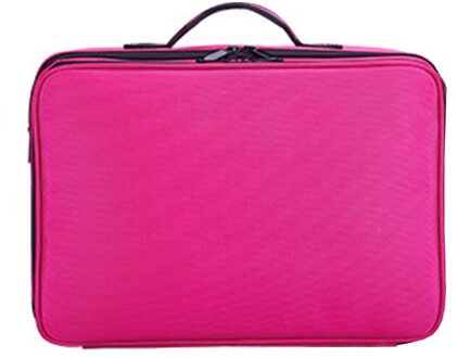 3 Lagen Cosmetische Zak Schoonheid Kunstenaar Opslag Cosmetische Organizer Borstel Doos Handtas Met Riem B2Cshop roos rood