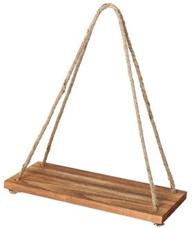 3 Lagen Handgemaakte Rustieke Display Rack Swing Muur Opslag Planken Hout Opknoping Jute Touw Plank Plant Rack Diy Home Decor rack B 1Layers