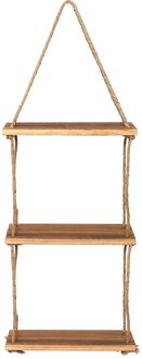 3 Lagen Handgemaakte Rustieke Display Rack Swing Muur Opslag Planken Hout Opknoping Jute Touw Plank Plant Rack Diy Home Decor rack B 3Layers