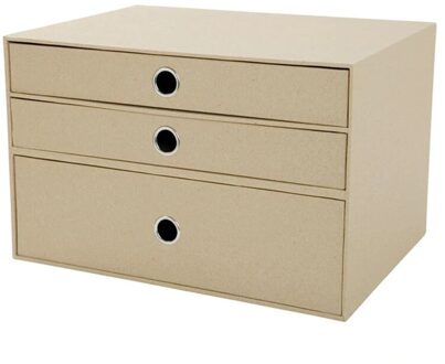 3 Lagen Kast Cardboads Bureau Top Organizer Home Storage 3 Laden Kast Beige Faux Linnen Natrual Hout Papier (2 Stuks)