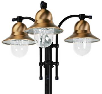 3-lamps lantaarnpaal Toscane, zwart transparant, koper