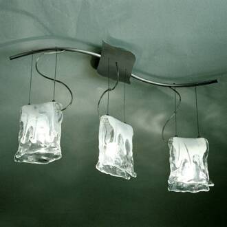 3-lamps MURANO hanglamp met albast glas zilver, helder