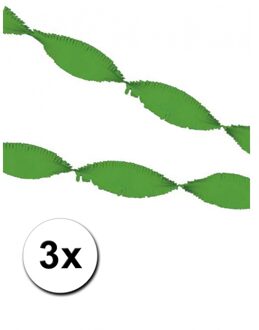 3 lange crepe papier slingers groen 5m