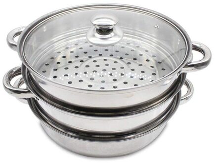 3 Layer 2 Layer 28Cm Rvs Stoom Pot 3 Layer Thicken Pot Fornuis Stoomboot Grid Pot Three laag