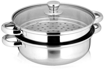 3 Layer 2 Layer 28Cm Rvs Stoom Pot 3 Layer Thicken Pot Fornuis Stoomboot Grid Pot Two laag
