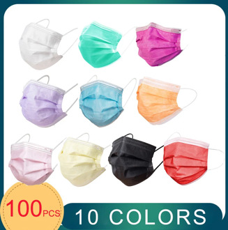 3 Layer Disposable Face Mask Nonwoven Black Pink Multi Color Mouth Face Mask Safe Breathable Protective Dustproof Adult Mask