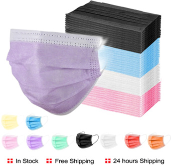 3 Layer Disposable Mask Pink White Black Mouth Mask Adult Breathable Non-woven Earloop Safety Anti Dust Mask Fast Shipping