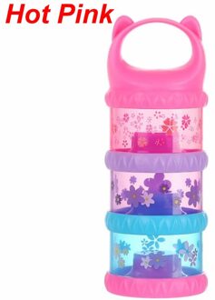 3 Layer Draagbare Babyvoeding Opbergdoos Melkpoeder Dozen Waggel Melk Container heet roze