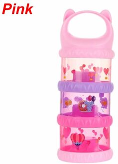 3 Layer Draagbare Babyvoeding Opbergdoos Melkpoeder Dozen Waggel Melk Container roze