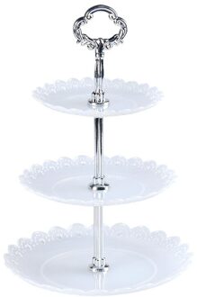 3-Layer Europese Stijl Fruit Cake Tray Rack Huishoudelijke Party Opbergrek Keuken Accessoires Cake Rack Afternoon Tea snoep Lade wit