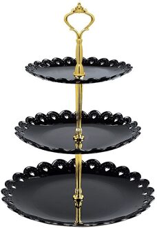 3-Layer Europese Stijl Fruit Cake Tray Rack Huishoudelijke Party Opbergrek Keuken Accessoires Cake Rack Afternoon Tea snoep Lade zwart