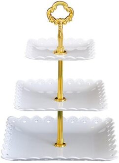 3-Layer Fruitschaal Creatieve Snoep Snack Moer Zaad Gedroogd Fruit Plastic Plaat Schotel Kom Ontbijt Dienblad Huishouden Keuken levert 1stk wit