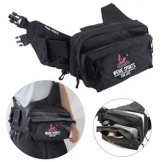 3-Layer Nylon Zwart Vissen Tas Multifunctionele Messenger Heuptas Waterdicht Vissen Lokken Reel Lijn Tackle Opbergtas