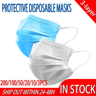 3-layer Protective Mask for Face Protection Mascara Disposable Dust Mask Safety Masks Masker 10/20/50/100/200PCS [ IN STOCK ]