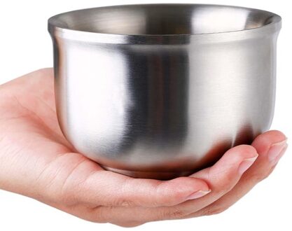 3 Layer Rvs Scheren Borstel Kom Mok Zilver voor Scheren mannen