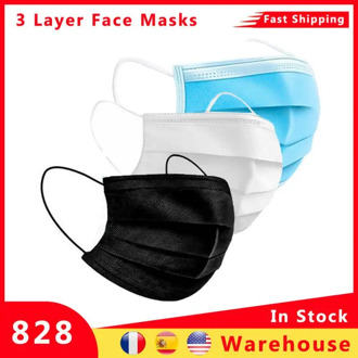 3 Layers Disposable Face Masks Non-woven Face Mask Mouth Safety Dustproof Facial Protective Cover Breathable Face Mascarillas