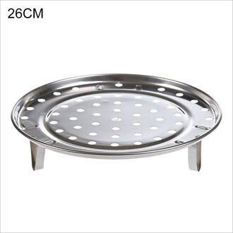 3 Legged Roestvrij Staal Stoomboot Plank Dampende Stand Voor Voedsel Stomen Bakken Braden Ronde Rack Knoedel Lade Koken Tool 26CM