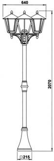 3-lichts lantaarnpaal Landhaus 680 blank transparant