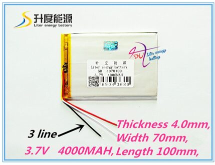 3 lijn 4070100 3.7 V 4000 MAH 35070100 lithium-polymeer Batterij met bescherming boord Voor MID 7 inch Tablet PC 367098