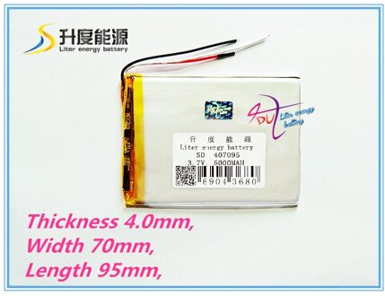 3 lijn 407095 3.7 V 5000 MAH 407095 lithium-polymeer Batterij met bescherming boord Voor MID 7 inch Tablet PC