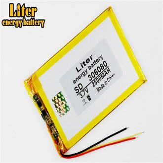 3 Lijn Lithium Polymeer Batterij 306080 3.7V 2500Mah Liefde Landing Pda Smart Tablet Computer Gps Dvd Dvr 3.7V Polymeer