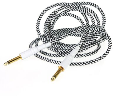 3 m/10FT Weefde Gitaar Lijnen Gitaar Kabel 24 k vergulde Connectoren en zuurstofvrij Koper draad Gitaar Kabel Koord Zwart met Wit