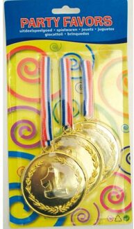 3 medailles nummer 1 goud Goudkleurig