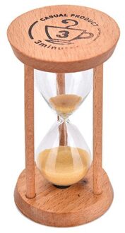 3 Mins Glas & hout zand klok Frame Zandloper Zandloper Voor woonkamer kamer klaslokaal Handgemaakte Thuis Kookwekker geel