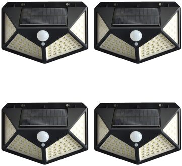 3 Modes 100 Leds Solar Light Outdoor Solar Lamp Motion Sensor Wandlamp Waterdichte Zonne-energie Zonlicht Voor Tuin Decoratie 4stk