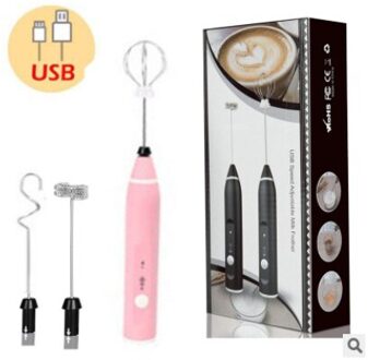 3 Modi Elektrische Handheld Melkopschuimer Blender Met Usb Charger Bubble Maker Whisk Mixer Voor Koffie Cappuccino 3 in 1roze