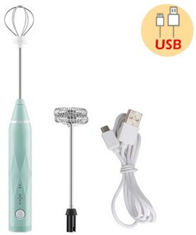 3 Modi Elektrische Handheld Melkopschuimer Blender Met Usb Charger Bubble Maker Whisk Mixer Voor Koffie Cappuccino groen