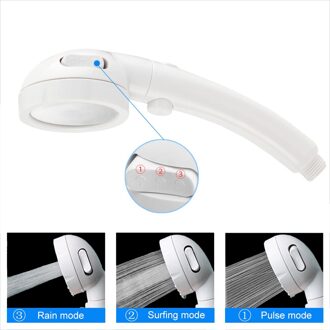3 Modus Regendouche Met Water Controle Knop Waterbesparende Douchekop Roterende Verstelbare Druk Badkamer Accessoires wit