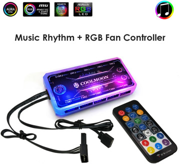 3 Music Modes RGB Fan Controller 12cm Remote Control 12V PC Cooling Chassis Silent Fan Hub for Connecting/Sync to Motherboard