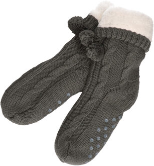 3 Paar grijze huissokken/slofsokken voor dames maat 37-42