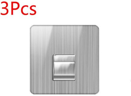 3 Paar Plastic Transparante Zelfklevende Haak U-Vormige Bevestiging Haak Duurzaam Punch Gratis Haak Punch Gratis Haak Voor Keuken badkamer 3stk zilver