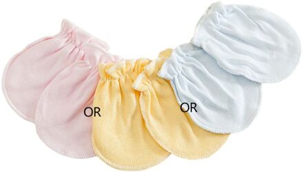 3 Paar Unisex Baby Geen Kras Wanten Anti Grijpen Handen Handschoenen Zacht Katoen Comfortabele Effen Kleuren Baby Gezicht Protector