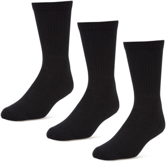 3 Pack Active Dry Crew Sokken Unisex - Zwart - Maat 27-34 Black