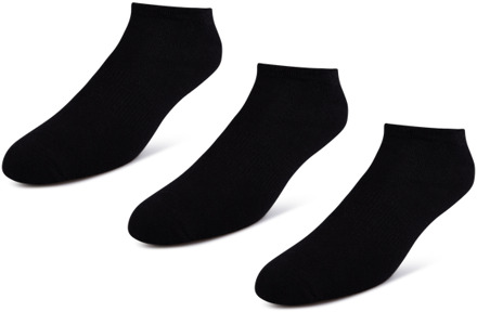 3 Pack Active Dry No-show Sokken Unisex - Zwart - Maat 35-41 Black