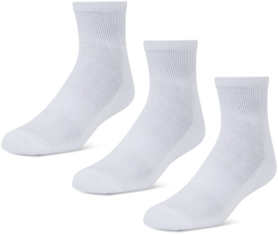 3 Pack Active Dry Quarter Sokken Unisex - Wit - Maat 27-34 White