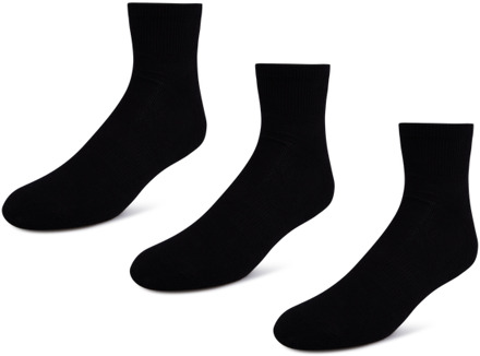 3 Pack Active Dry Quarter Sokken Unisex - Zwart - Maat 27-34 Black