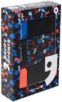 3-pack boxershorts heren d908 neon colour splashes print Zwart - XXL