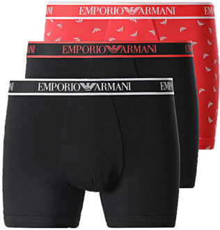 3-Pack Boxershorts met Elastische Tailleband en Logo Emporio Armani , Black , Heren - M,S